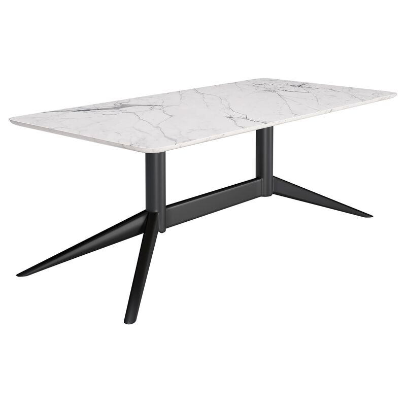 angled view of the contemporary coffee table with marble laminate top image number null
